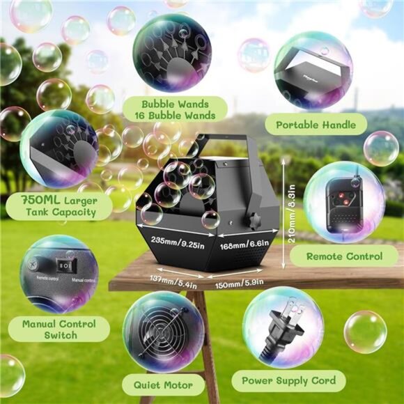 Bubble Machine: Remote Control 750ML Metal Bubble Blower Machine - Picture 6 of 7